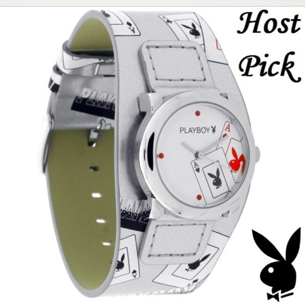 Playboy Watch Silver Leather Band Stainless Steel